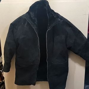 Shearling winter jacket genuine leather in black Uni sz L